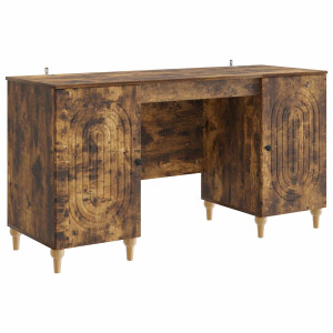 vidaXL Bureau met plank Gerookt eiken 142,5 x 50 x 75 cm Bewerkt hout