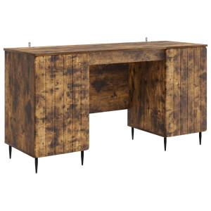 vidaXL Bureau met plank Gerookt eiken 142,5 x 50 x 75 cm Bewerkt hout