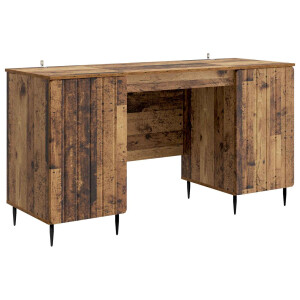 vidaXL Bureau met plank Oud hout 142,5 x 50 x 75 cm Bewerkt hout