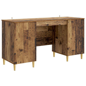 vidaXL Bureau met plank Oud hout 142,5 x 50 x 75 cm Bewerkt hout