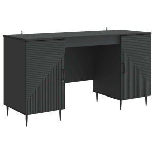 vidaXL Bureau met plank Zwart 142,5 x 50 x 75 cm Bewerkt hout