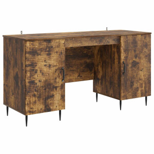 vidaXL Bureau met plank Gerookt eiken 142,5 x 50 x 75 cm Bewerkt hout