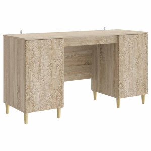 vidaXL Bureau Sonoma Eiken Bewerkt hout 142,5 x 50 x 75 cm