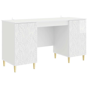 vidaXL Bureau Hoogglans Wit Bewerkt hout 142,5 x 50 x 75 cm