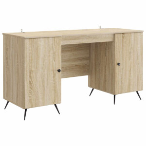 vidaXL Bureau met plank Sonoma Eiken 142,5 x 50 x 75 cm Bewerkt hout