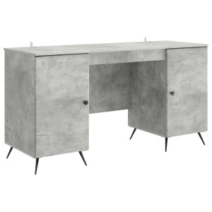 vidaXL Bureau met plank Betongrijs 142,5 x 50 x 75 cm Bewerkt hout