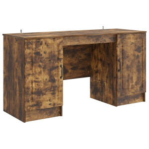 vidaXL Bureau met plank Gerookt eiken 142,5 x 50 x 75 cm Bewerkt hout