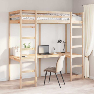 vidaXL Hoogslaper bedframe Naturel 75 x 190 cm Massief grenenhout