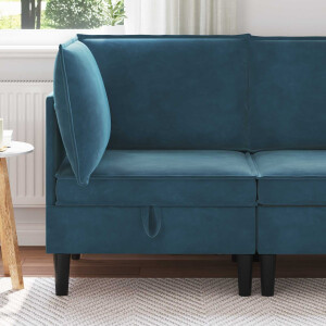 vidaXL Bank met opslag Blauw Fluweel