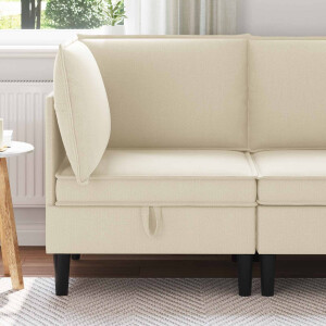 vidaXL Hoeksofa met Opbergruimte Crèmekleurig Fluweel