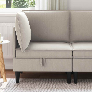 vidaXL Hoeksofa met Opbergruimte Havermout Fluweel