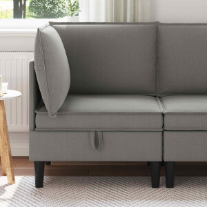 vidaXL Hoeksofa met Opbergruimte Donkergrijs Fluweel
