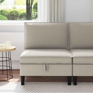 vidaXL Middelse Sofa met Opbergruimte Havermout Fluweel