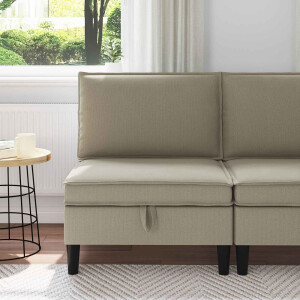 vidaXL Middelse Sofa met Opbergruimte Zand Fluweel