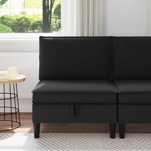 vidaXL Middelse Sofa met Opbergruimte Zwart Fluweel