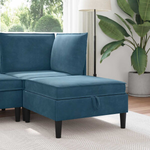vidaXL Sofa Kruk met Opslag Blauw Fluweel