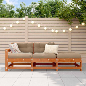 vidaXL Sectie Sofa Eenheden met kussen Wasbruin 190 x 62 x 70,5cm
