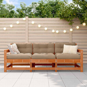 vidaXL Sectie Sofa Eenheden 3 Stuk Wasbruin Massief grenenhout