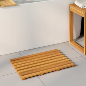 vidaXL Badmat Effen Bruin 56 x 37 x 2,5 cm Hout