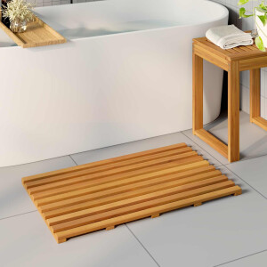 vidaXL Badmat Effen Bruin 80 x 48 x 2,5 cm Hout