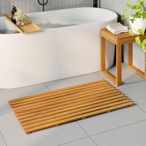 vidaXL Badmat Effen Bruin 100 x 53 x 2,5 cm Hout