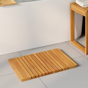 vidaXL Badmat Effen Bruin 59 x 40 cm Hout