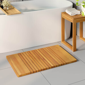 vidaXL Badmat Effen Bruin 81 x 50 cm Hout