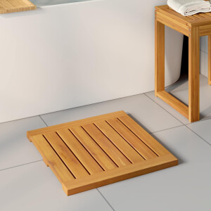 vidaXL Badmat Effen Bruin 50 x 50 cm Hout