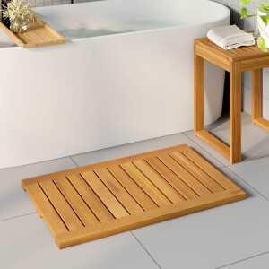 vidaXL Badmat Effen Bruin 80 x 50 cm Hout