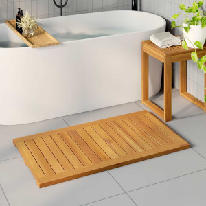 vidaXL Badmat Effen Bruin 100 x 55 cm Hout