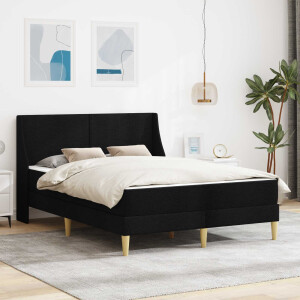 vidaXL Bedframe met matras met hoofdeinde Zwart 160 x 200 cm Polyester