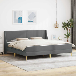 vidaXL Bedframe met matras Donkergrijs 180 x 200 cm Polyester