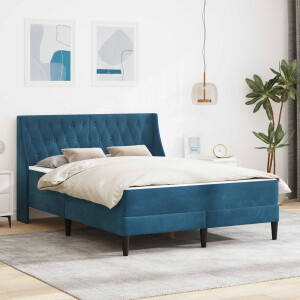 vidaXL Bedframe met matras met matras Blauw 160 x 200 cm Fluweel