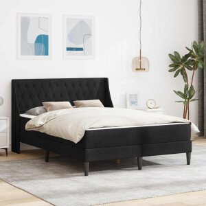 vidaXL Bedframe met matras met matras Zwart 180 x 200 cm Fluweel
