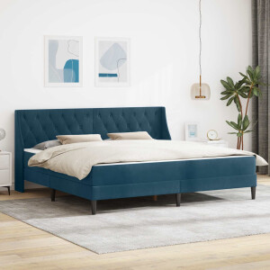 vidaXL Bedframe met matras met matras Blauw 200 x 200 cm Fluweel