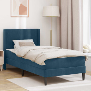 vidaXL Bedframe met matras Blauw 90 x 190 cm Fluweel