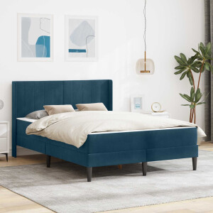vidaXL Bedframe met matras Blauw 160 x 200 cm Fluweel