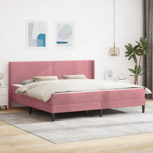 vidaXL Bedframe met matras Roze 200 x 200 cm Fluweel