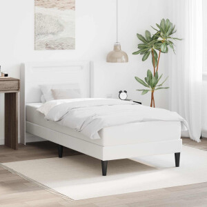vidaXL Bedframe met matras Wit 90 x 200 cm Kunstleer