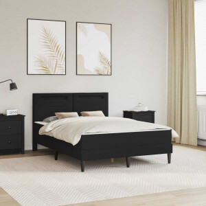 vidaXL Bedframe met LED-stripverlichting Zwart 140 x 190 cm Kunstleer
