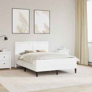 vidaXL Bedframe met LED-stripverlichting Wit 140 x 190 cm Kunstleer