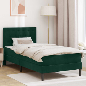 vidaXL Bedframe met matras Donkergroen 90 x 200 cm Fluweel