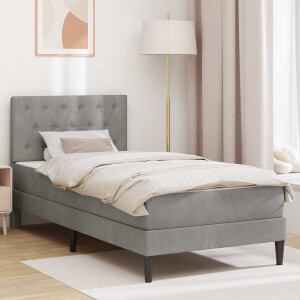 vidaXL Bedframe met matras Lichtgrijs 100 x 200 cm Fluweel