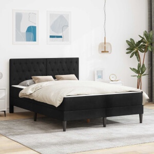 vidaXL Bedframe met matras met hoofdeinde Zwart 140 x 200 cm Fluweel