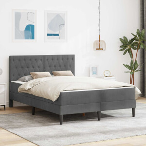 vidaXL Bedframe met matras Donkergrijs 160 x 200 cm Fluweel