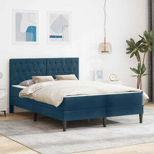 vidaXL Bedframe met matras met hoofdeinde Blauw 160 x 200 cm Fluweel