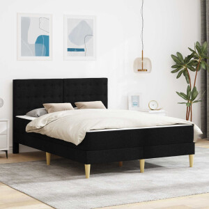 vidaXL Bedframe met matras met hoofdeinde Zwart 120 x 190 cm Stof
