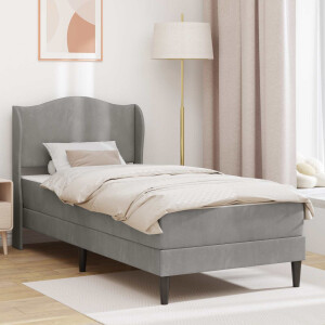 vidaXL Bedframe met hoofdeinde 2 pcs Lichtgrijs 90 x 190 cm Fluweel