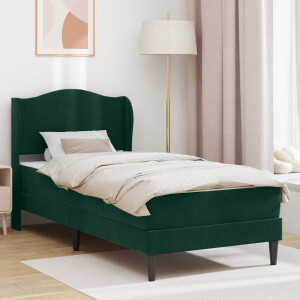 vidaXL Bedframe met hoofdeinde 2 pcs Donkergroen 90 x 190 cm Fluweel