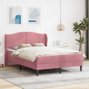 vidaXL Bedframe met hoofdeinde 2 pcs Roze 120 x 190 cm Fluweel